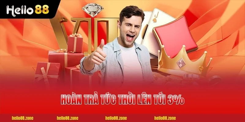 3 Khuyến Mãi HELLO88 Khuyến mãi HELLO88 hoàn trả tức thời lên tới 3%